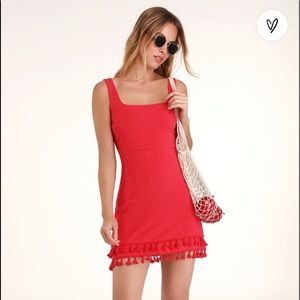 NWT Lulus “Feel the Sunshine” red mini dress with tassels
